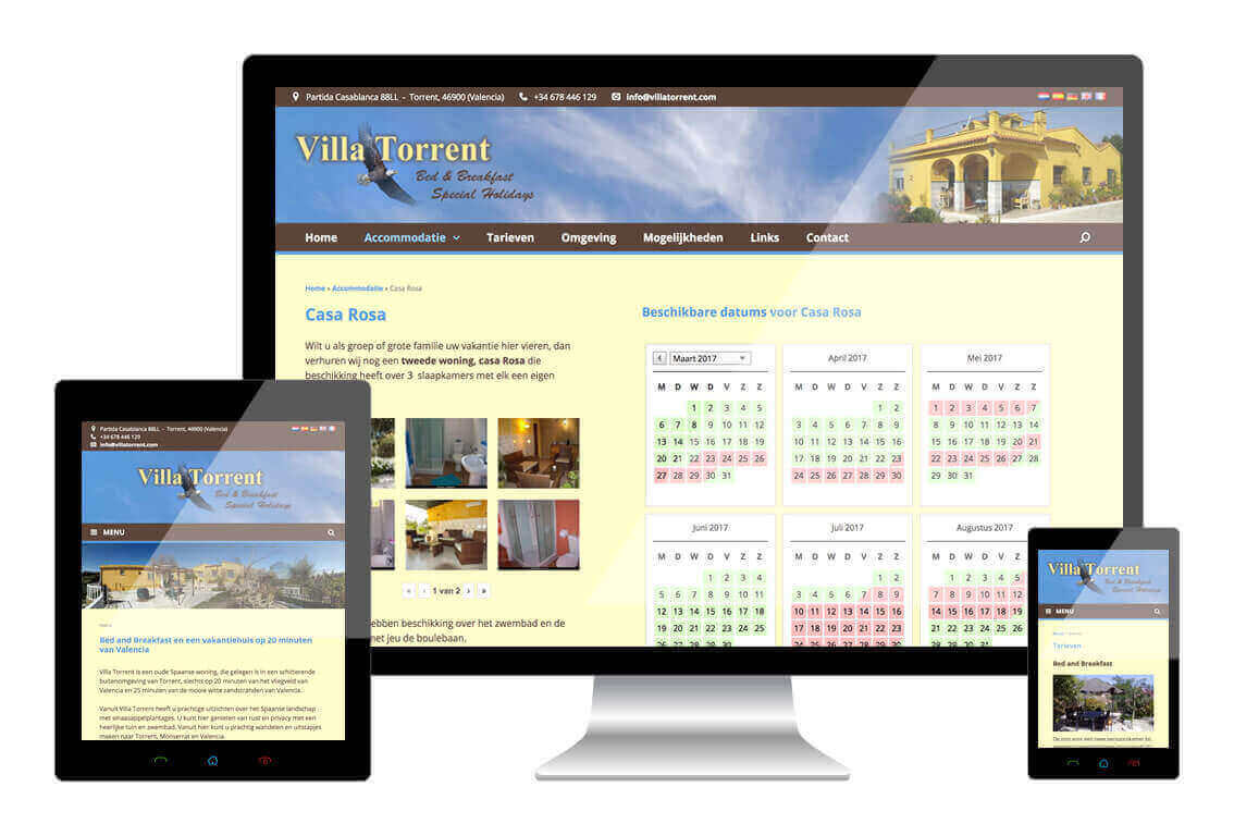 Villa Torrent heeft een responsive website laten maken